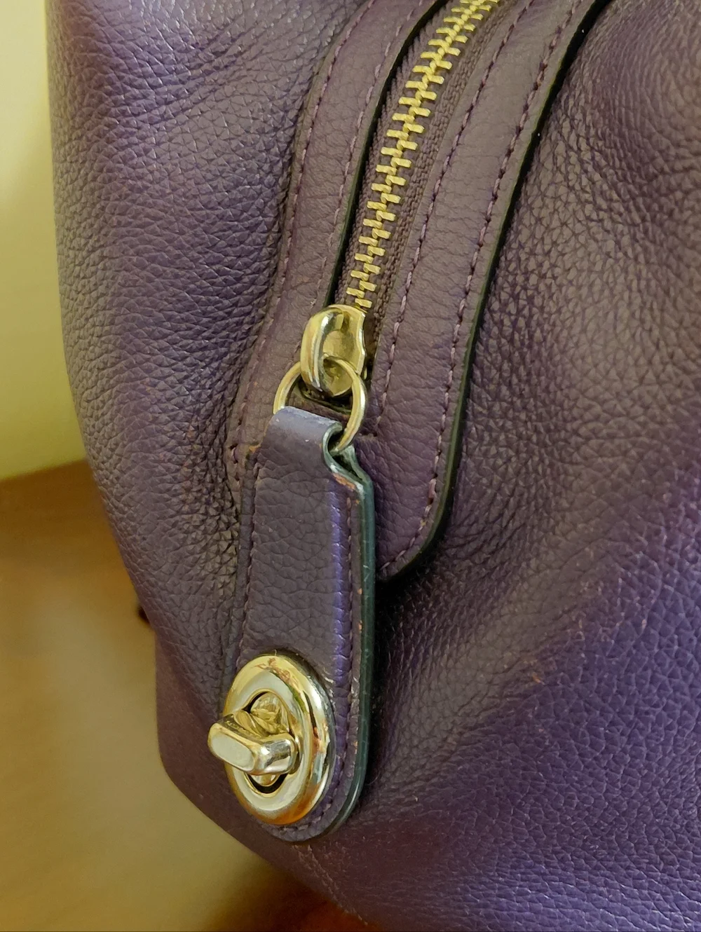 Coach Edie 31 Purple Pebbled Leather Shoulder Bag - Picture 9 of 14